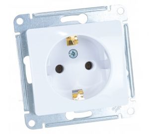 Розетка Schneider Electric, GLOSSA Белая с/з, без рамки, GSL000143