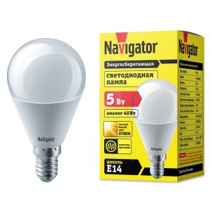 Лампа LED NLL-P-G-45-5W-4K-E14 Navigator
